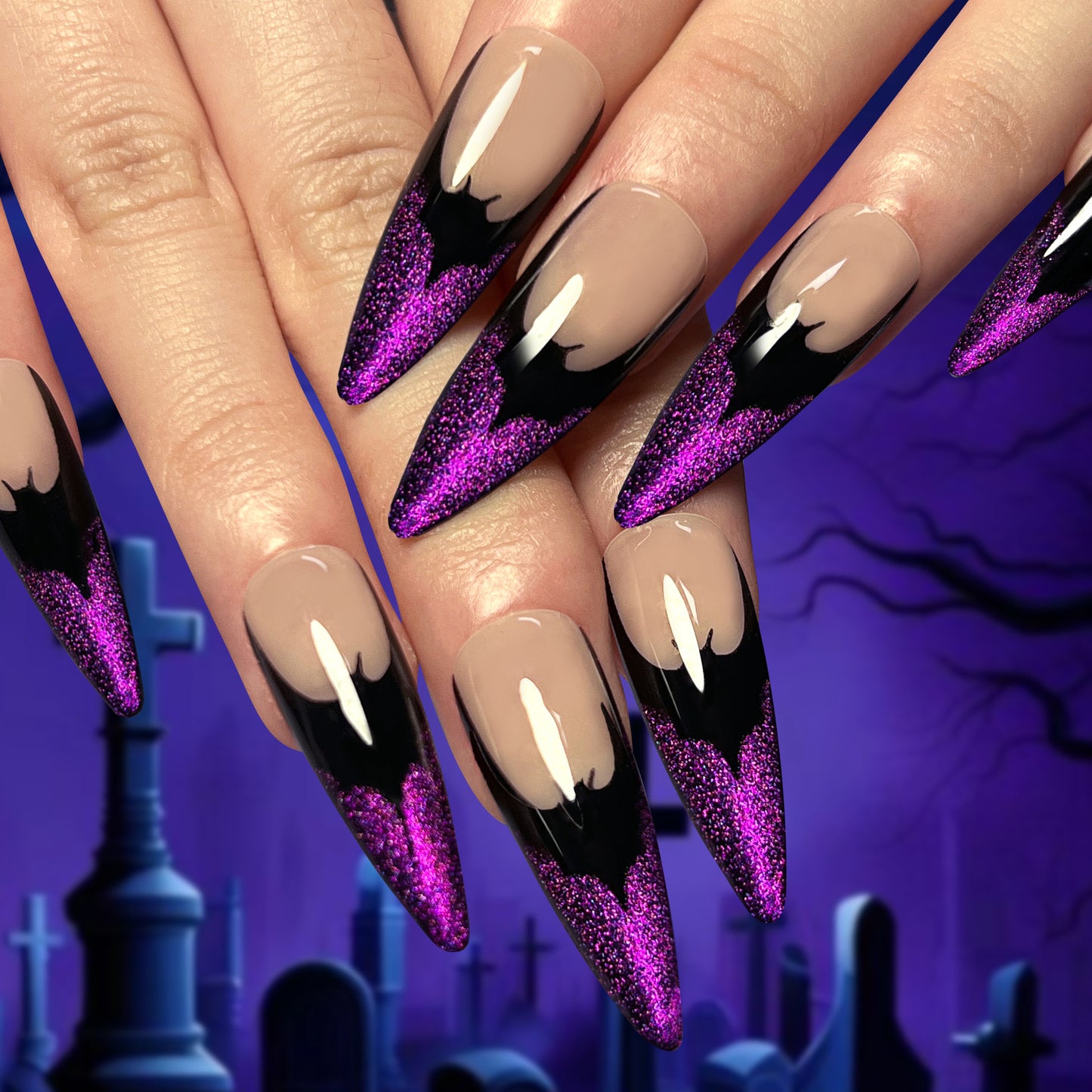 Bat Halloween Nail Art