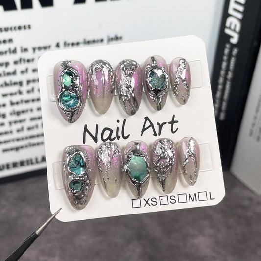 Baroque Aurora Black 3D Metal Nail Art