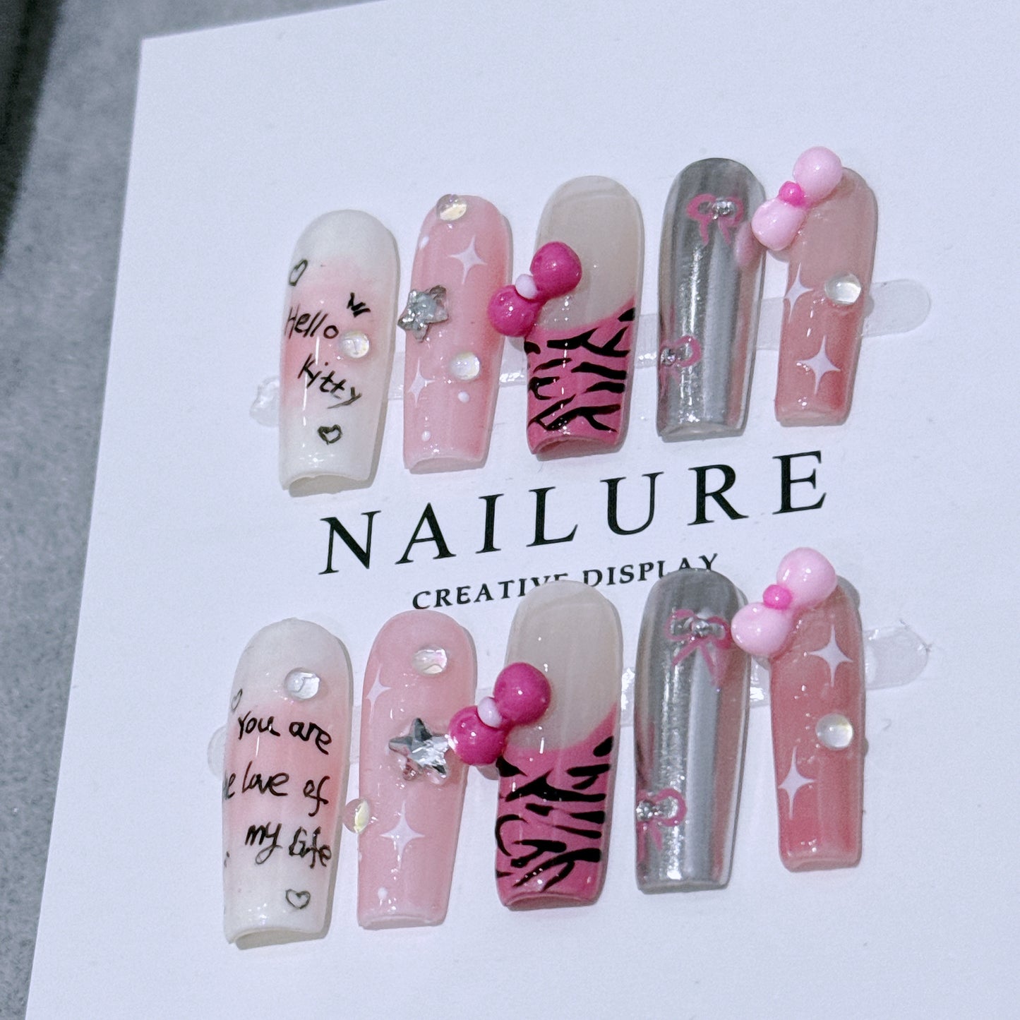 Pure handmade nail art. Y2K graffiti spicy girl pink