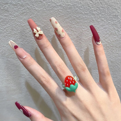 Strawberry jam handmade nail art