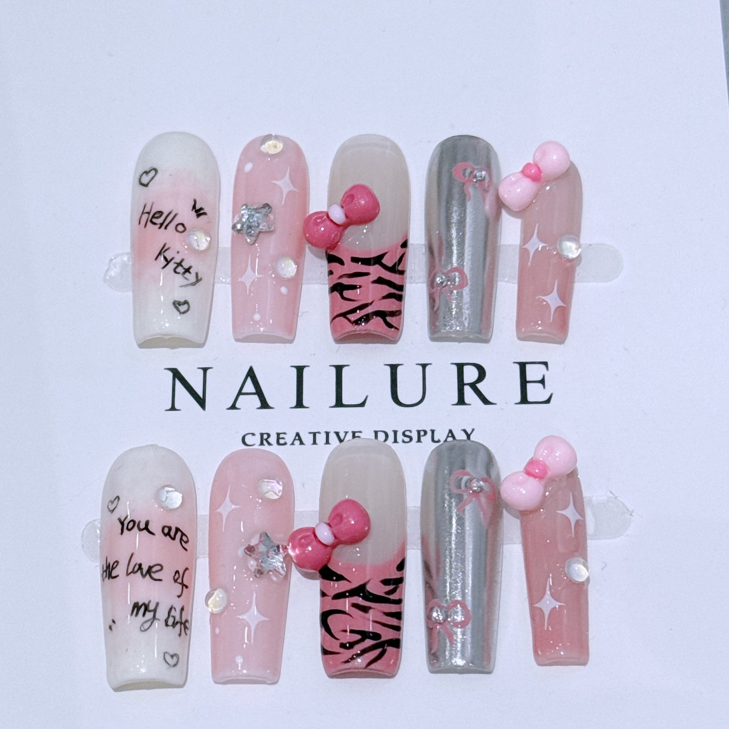 Pure handmade nail art. Y2K graffiti spicy girl pink