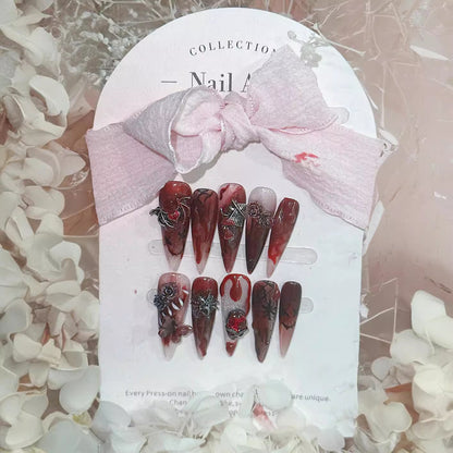 Handmade press-on nails. Harry Potter blood sacrifice