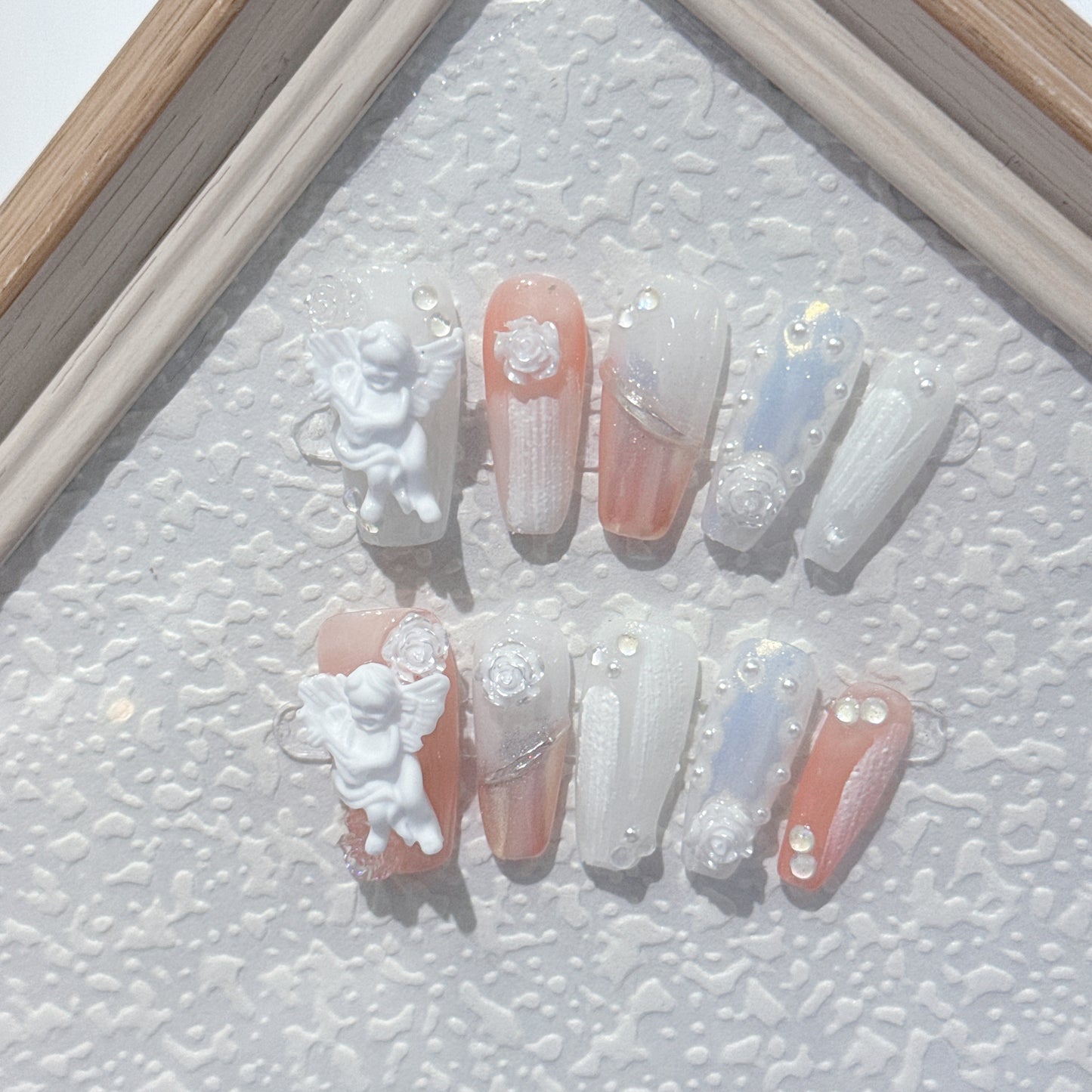 Sweet camellia handmade nail art